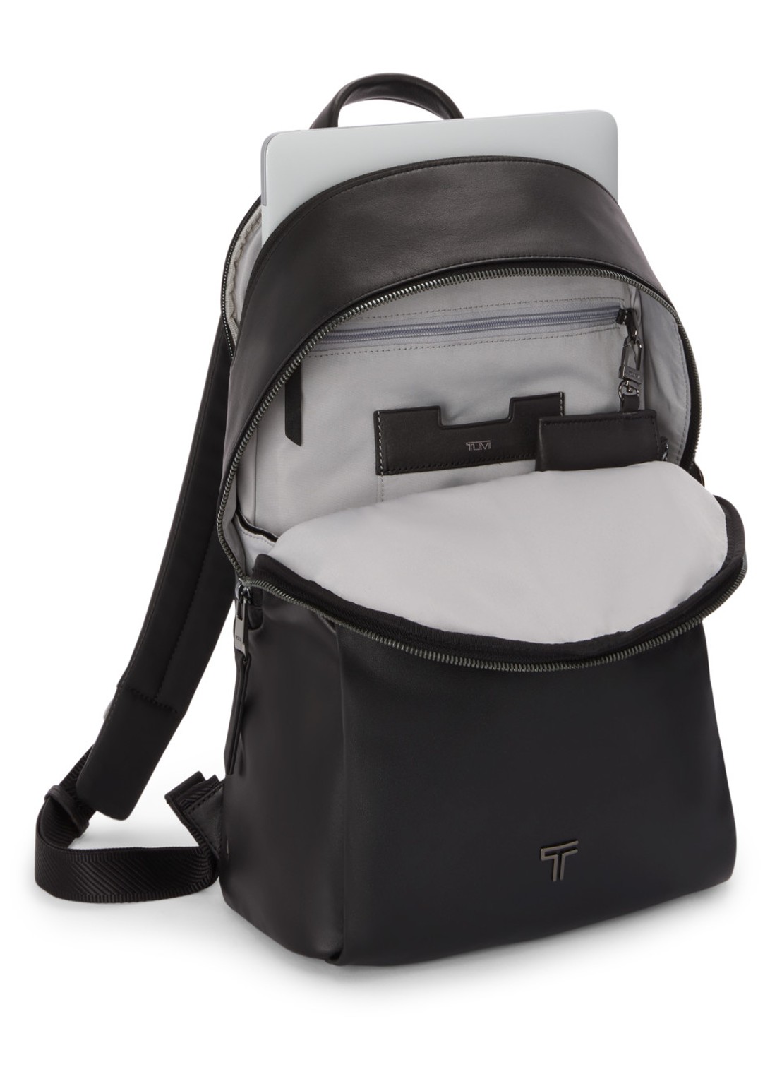 TUMI Raina rugzak van leer met 13 inch laptopvak - achterkant zwart