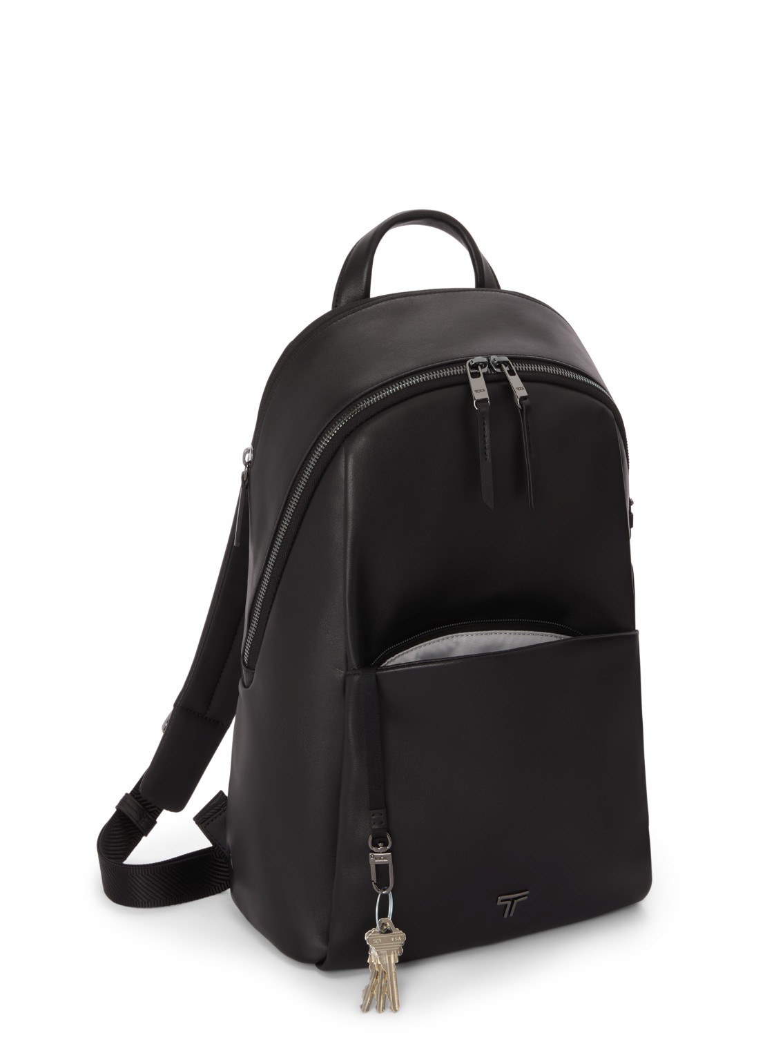 TUMI Raina rugzak van leer met 13 inch laptopvak - voorkant 7 zwart
