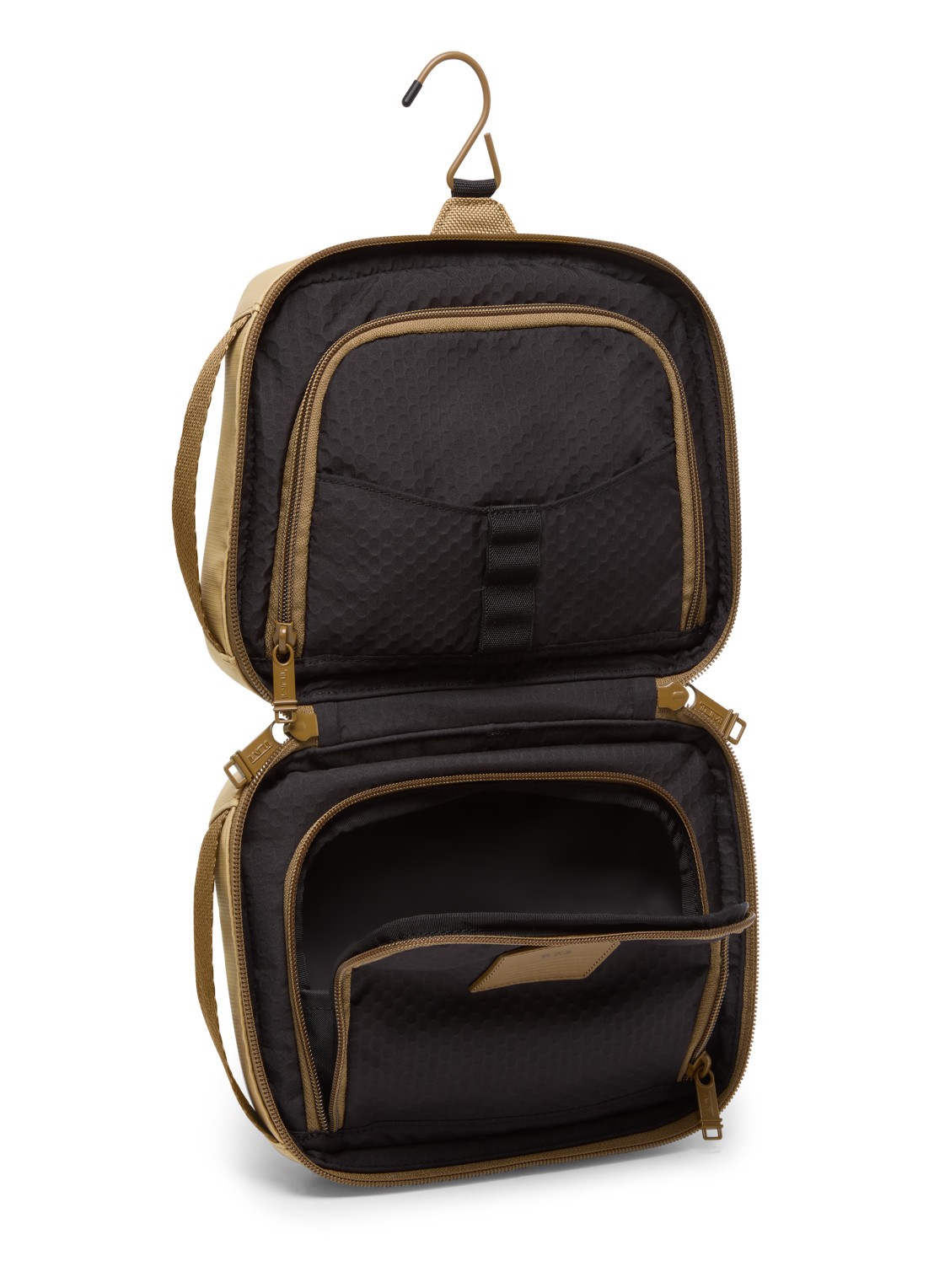 TUMI Response toilettas met leren details - achterkant khaki