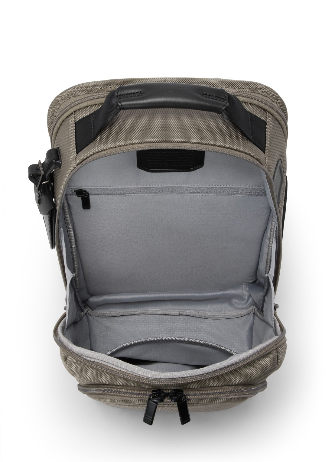 TUMI Rugzak met leren details en 16 inch laptopvak - detail 5 grijs