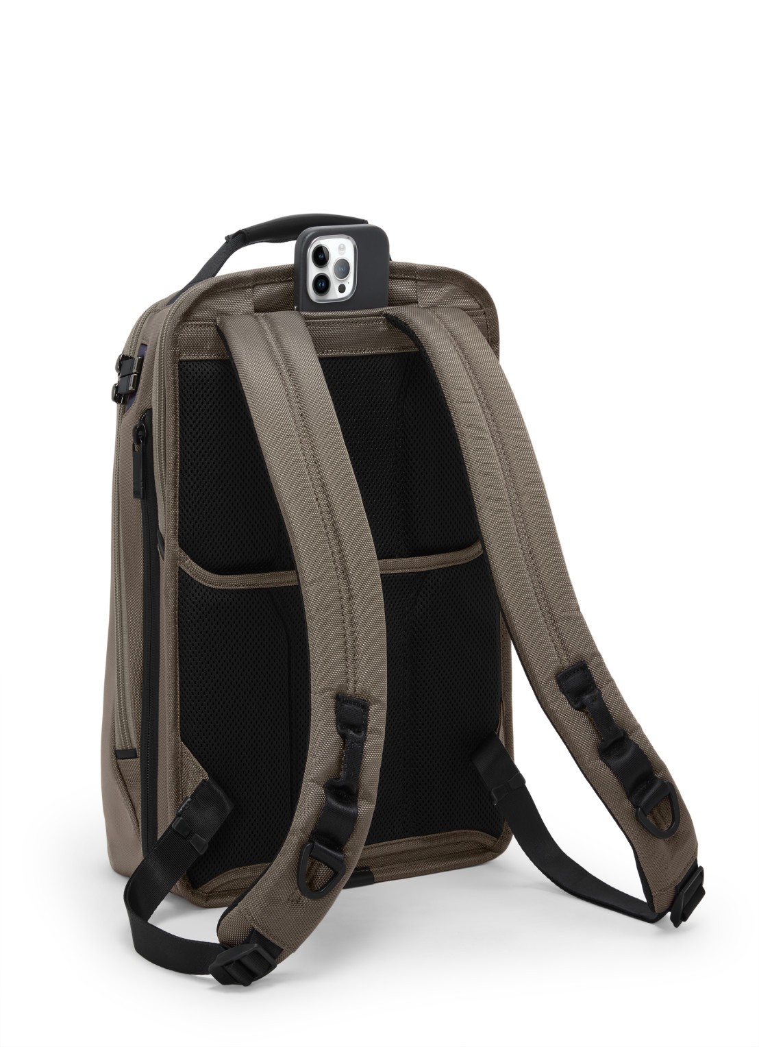 TUMI Rugzak met leren details en 16 inch laptopvak - detail 8 grijs