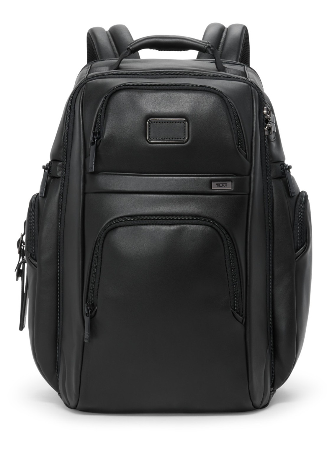 TUMI Rugzak van leer met 16 inch laptopvak - voorkant 4 zwart