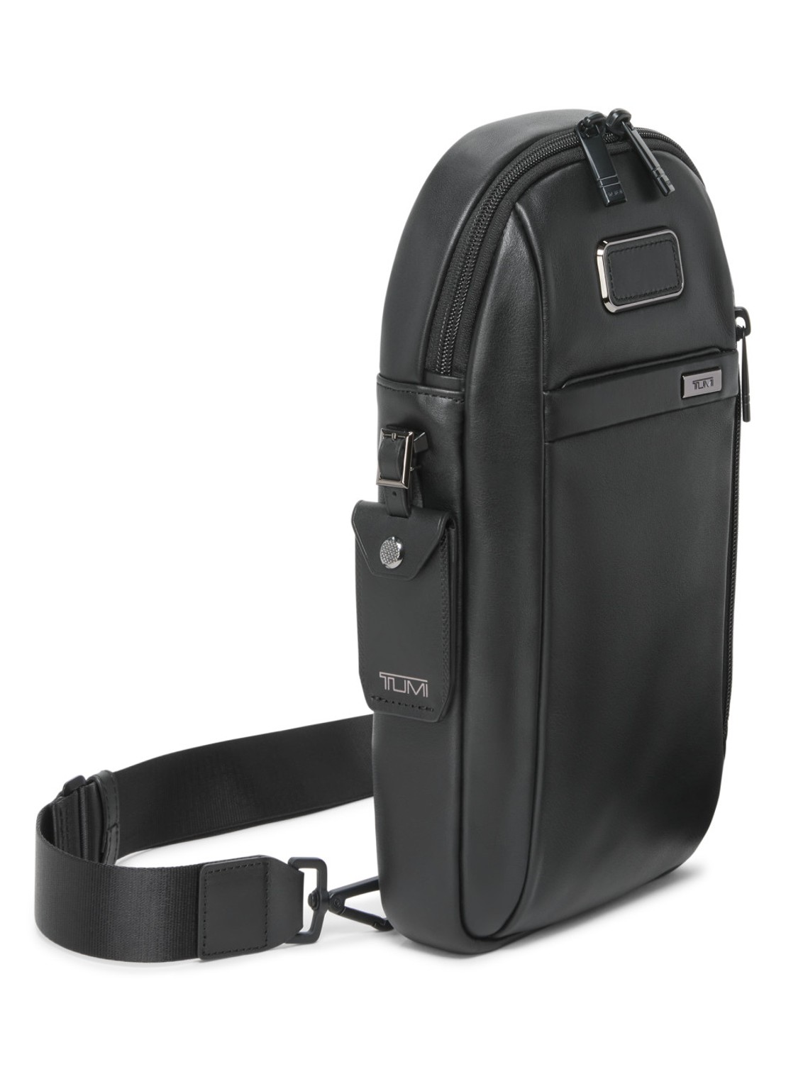 TUMI Sling crossbodytas van leer - voorkant 2 zwart