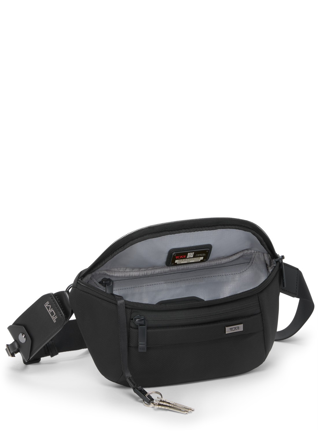 TUMI Sling heuptas met leren details - voorkant 5 zwart