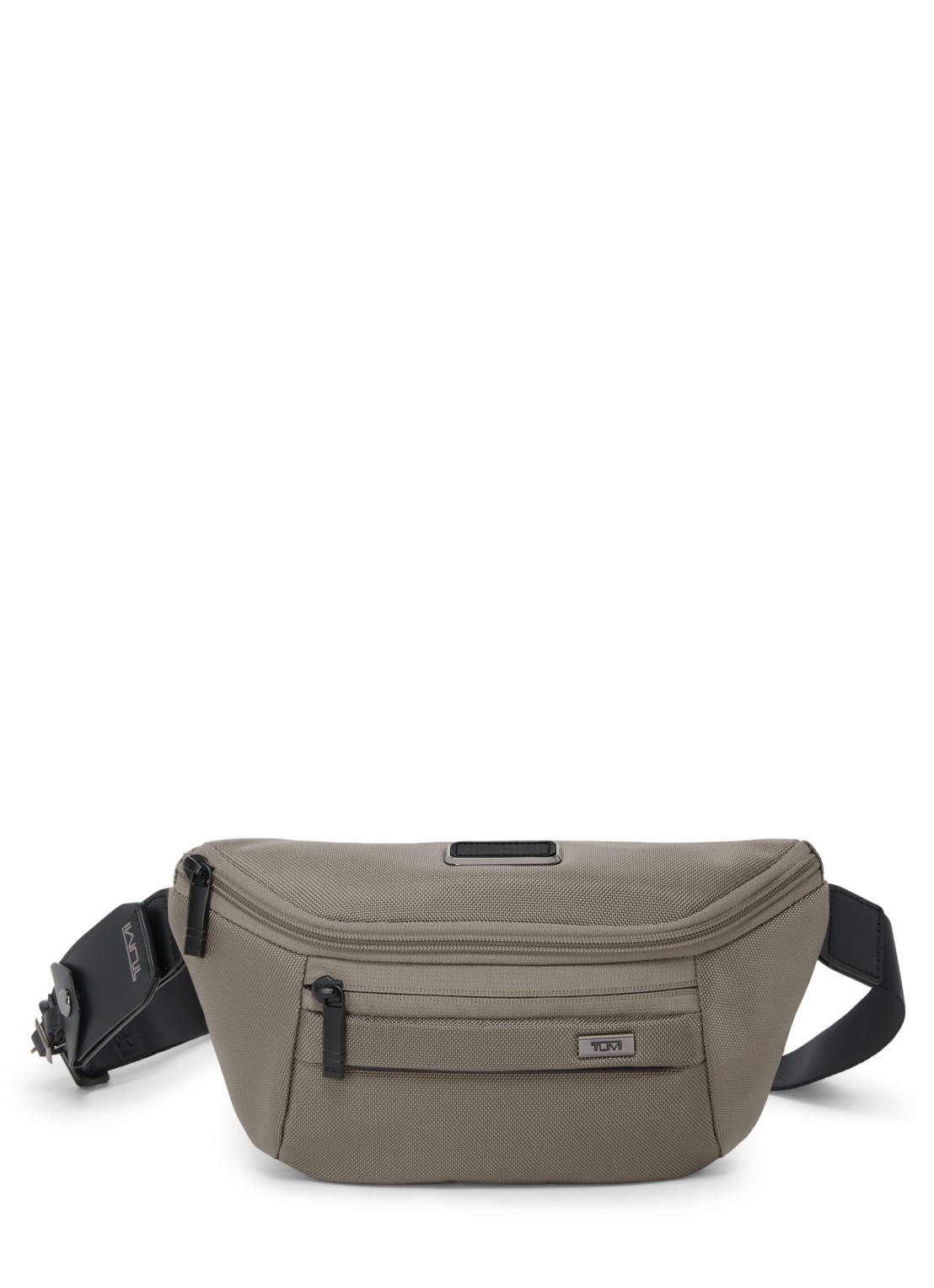 TUMI Sling heuptas met leren details - voorkant grijs