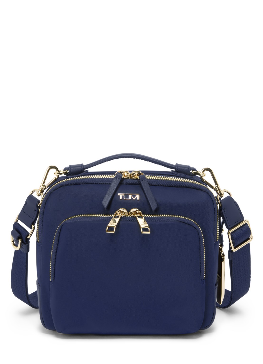 TUMI Teghan crossbodytas met leren details - voorkant 2 indigo