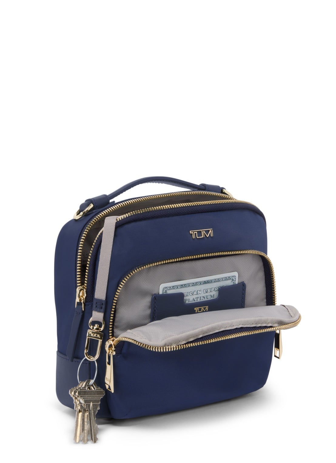 TUMI Teghan crossbodytas met leren details - voorkant 3 indigo