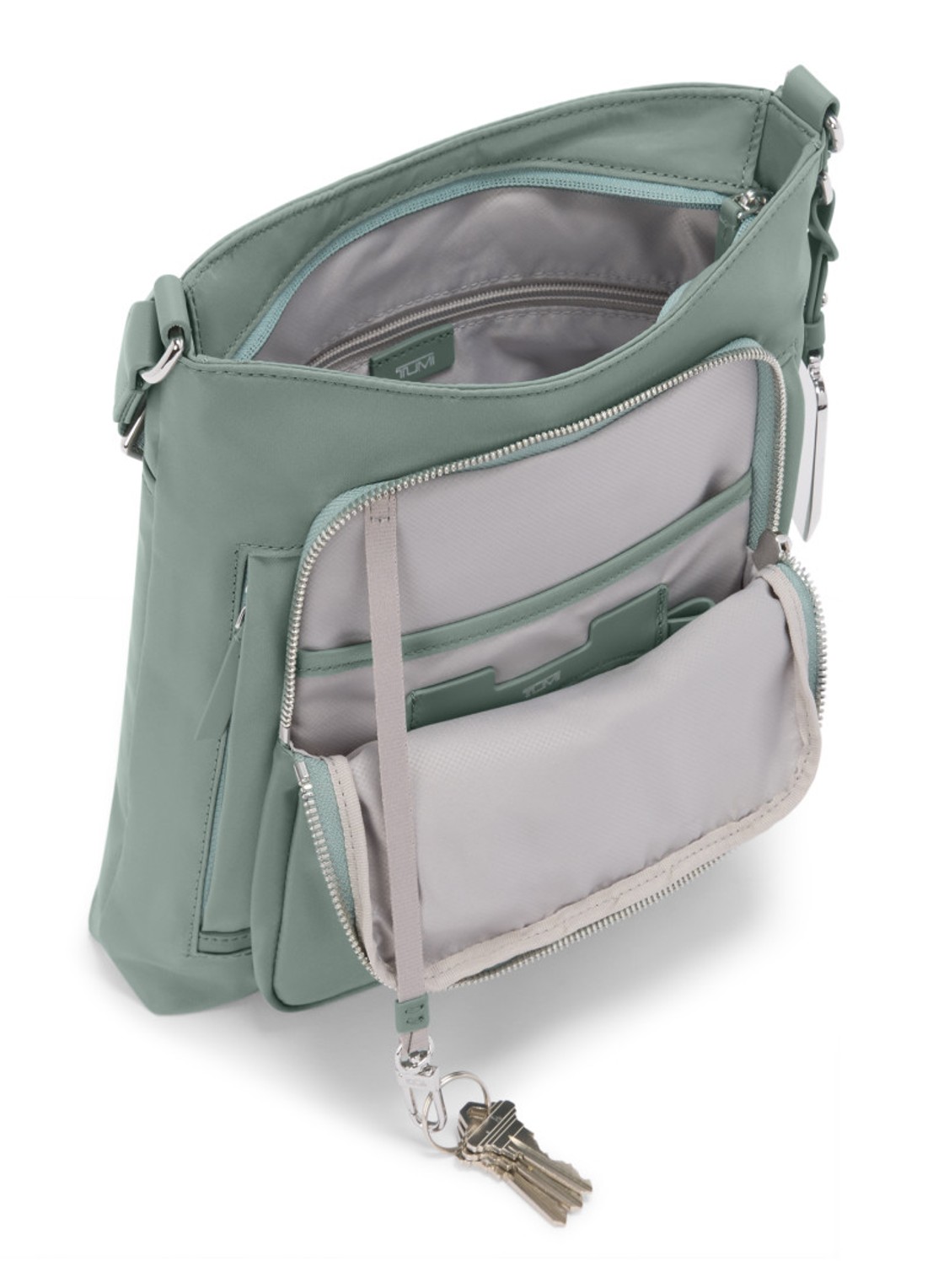 TUMI Tyler crossbodytas met leren details - voorkant 3 groen