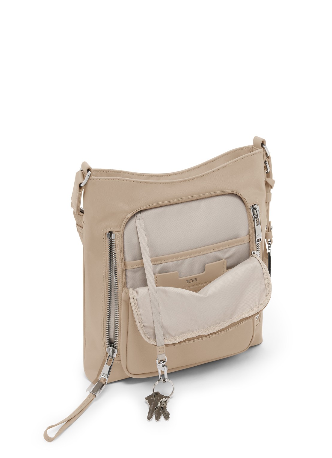 TUMI Tyler crossbodytas met leren details - voorkant 2 beige