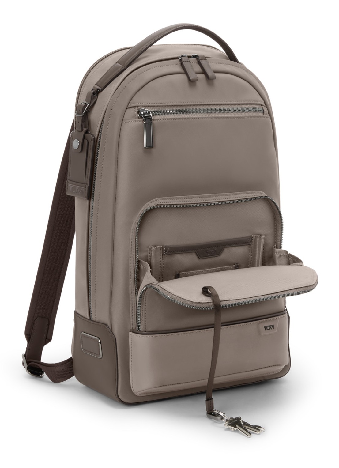 TUMI Warren rugzak met 16 inch laptopvak - achterkant taupe
