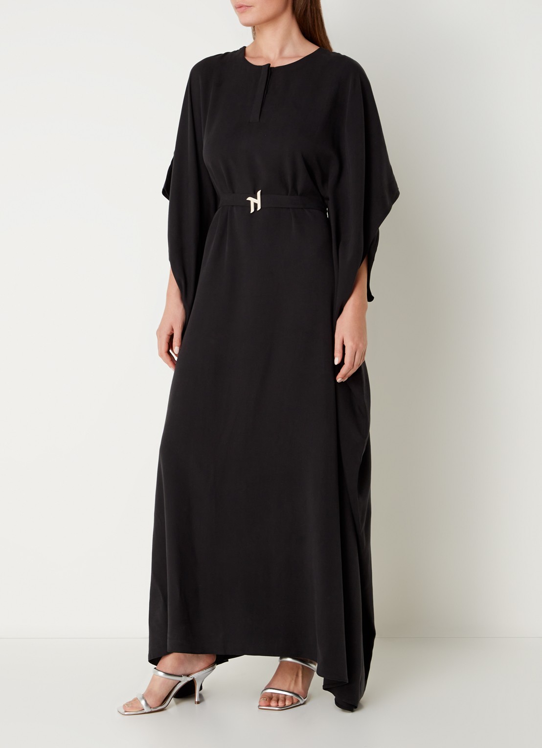 Turana Atash Ameera maxi tuniekjurk met strikceintuur - detail 4 zwart