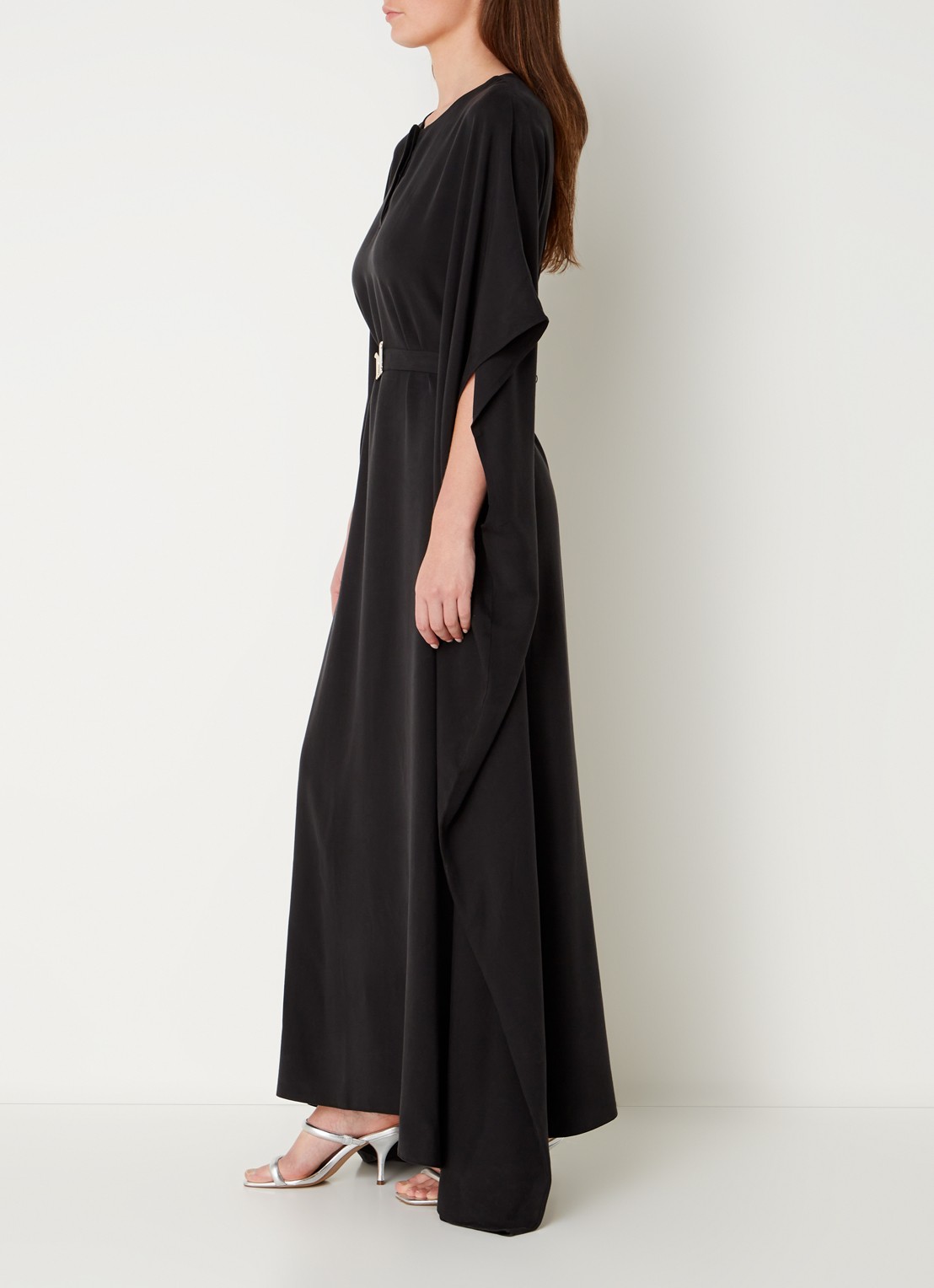 Turana Atash Ameera maxi tuniekjurk met strikceintuur - voorkant 3 zwart