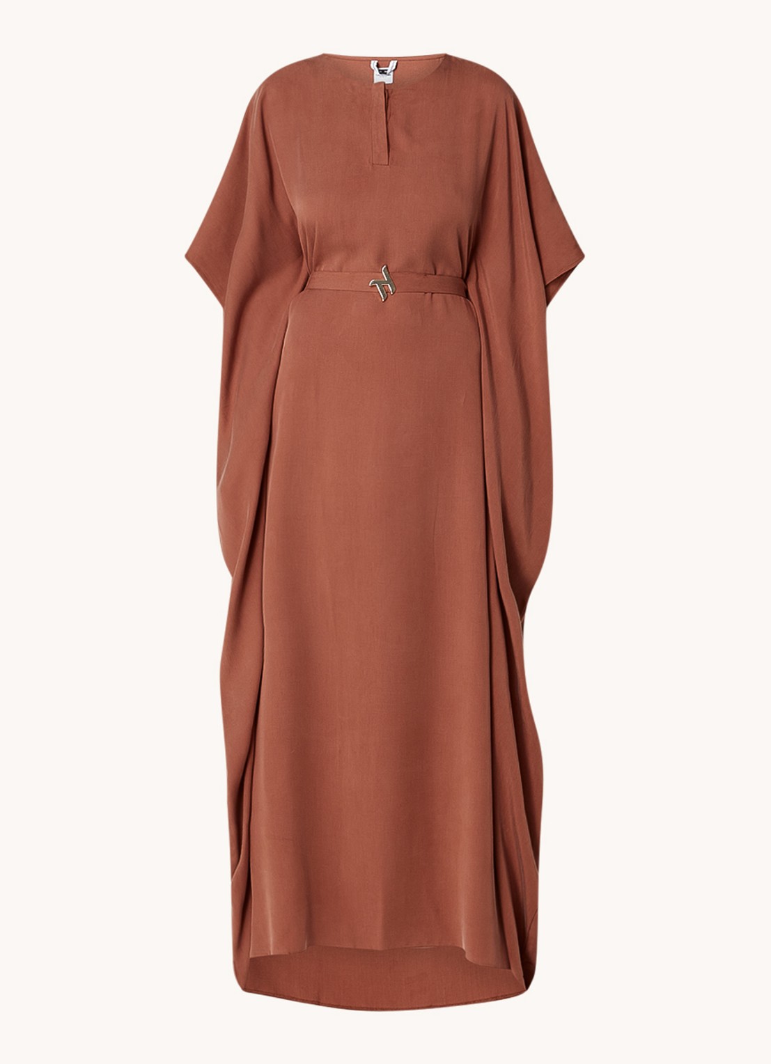 Turana Atash Ameera maxi tuniekjurk met strikceintuur - voorkant 3 bruin