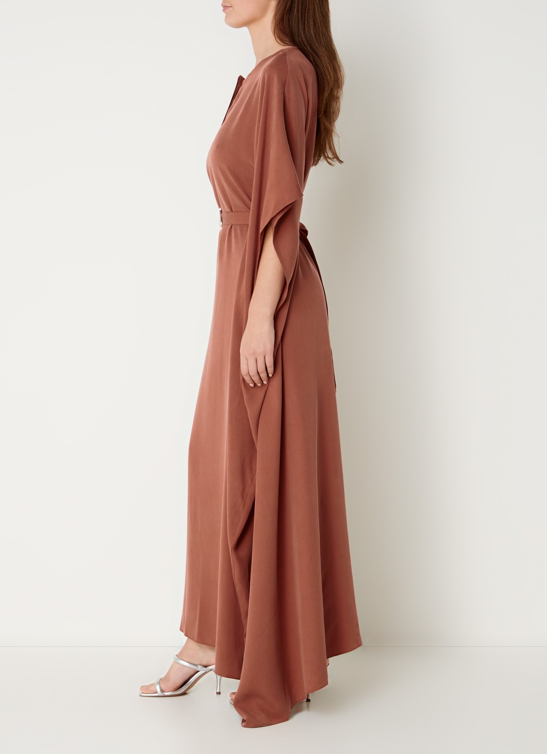 Turana Atash Ameera maxi tuniekjurk met strikceintuur - voorkant 4 bruin
