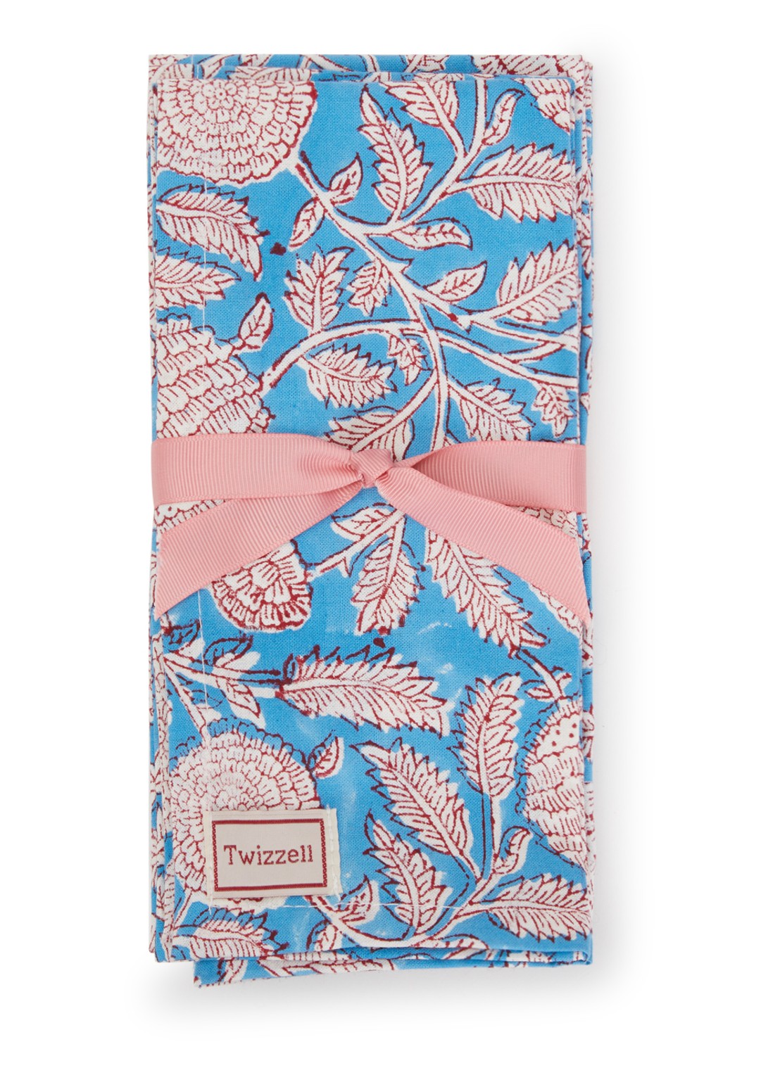 Twizzell Ocean Breeze servet van katoen 45 x 45 cm set van 4 - voorkant blauw