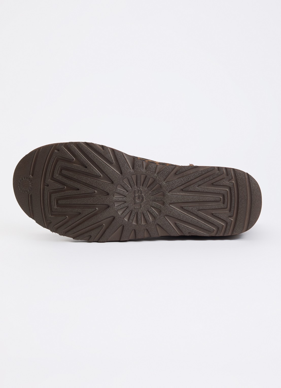 UGG Classic Ultra Mini Caspian enkellaarsje van kalfshaar met panterprint - detail 3 bruin