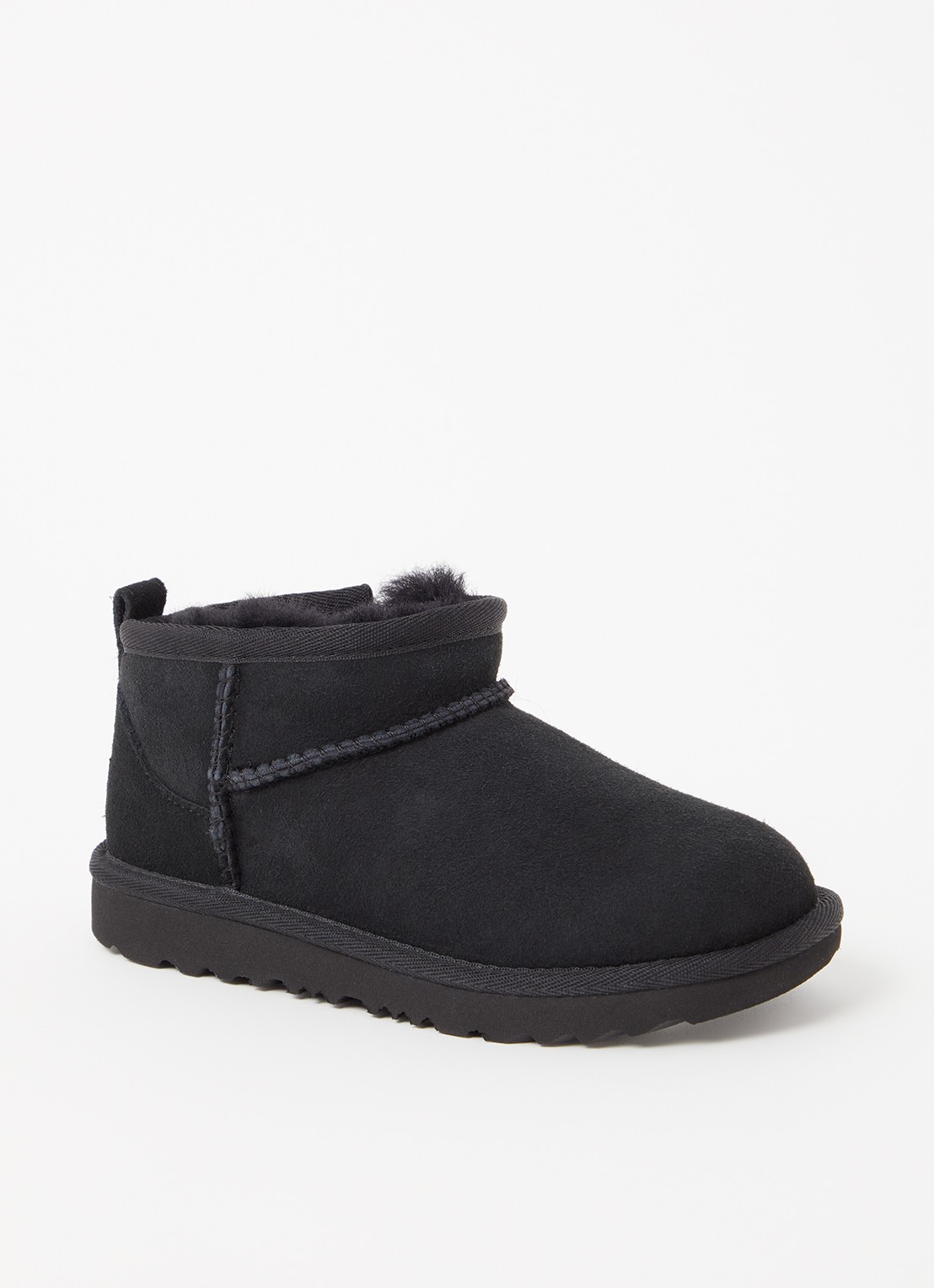 UGG Classic Ultra Mini enkellaarsje van suède - voorkant 3 zwart