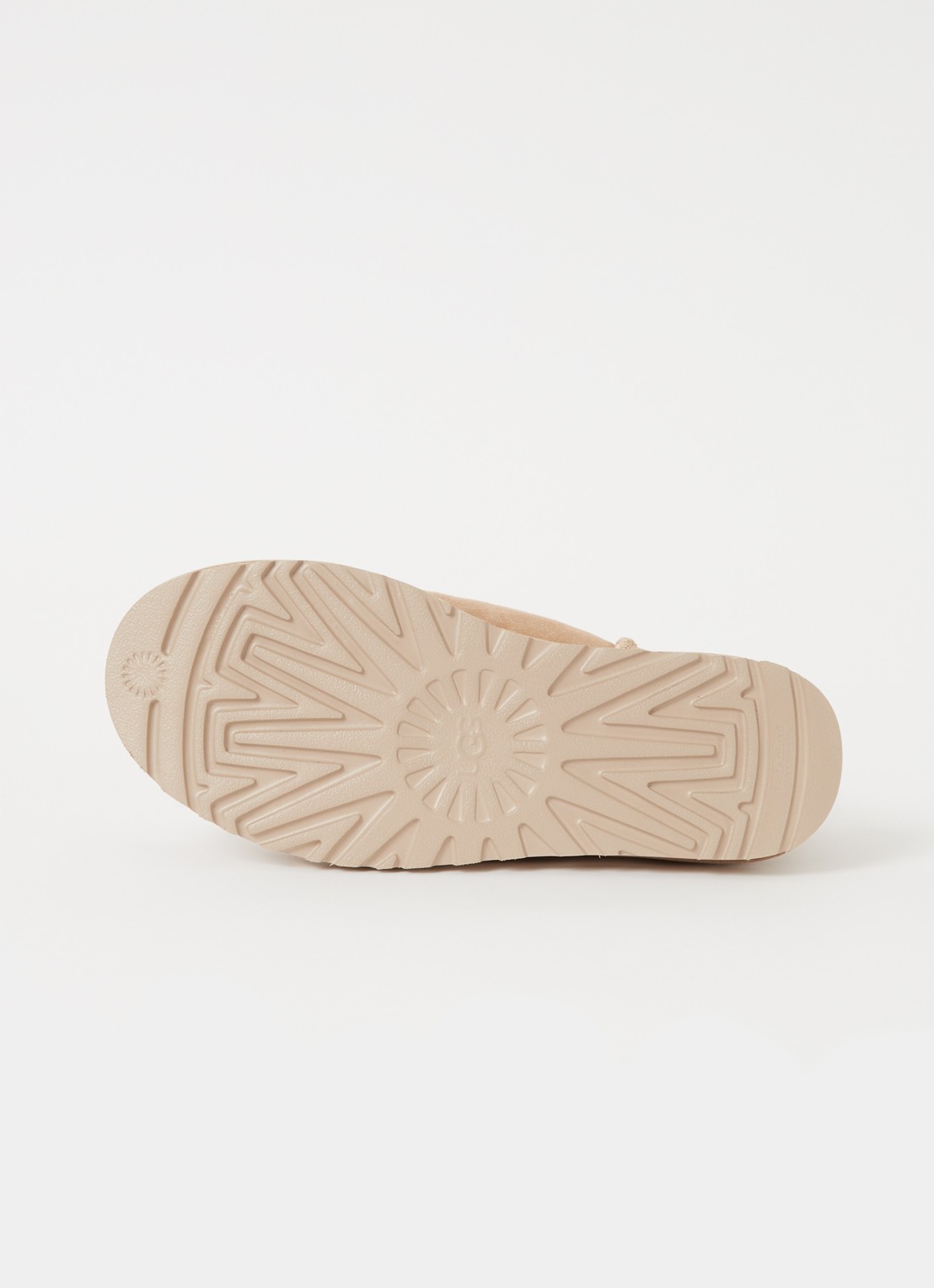 UGG Classic Ultra Mini enkellaarsje van suède - detail 4 zand