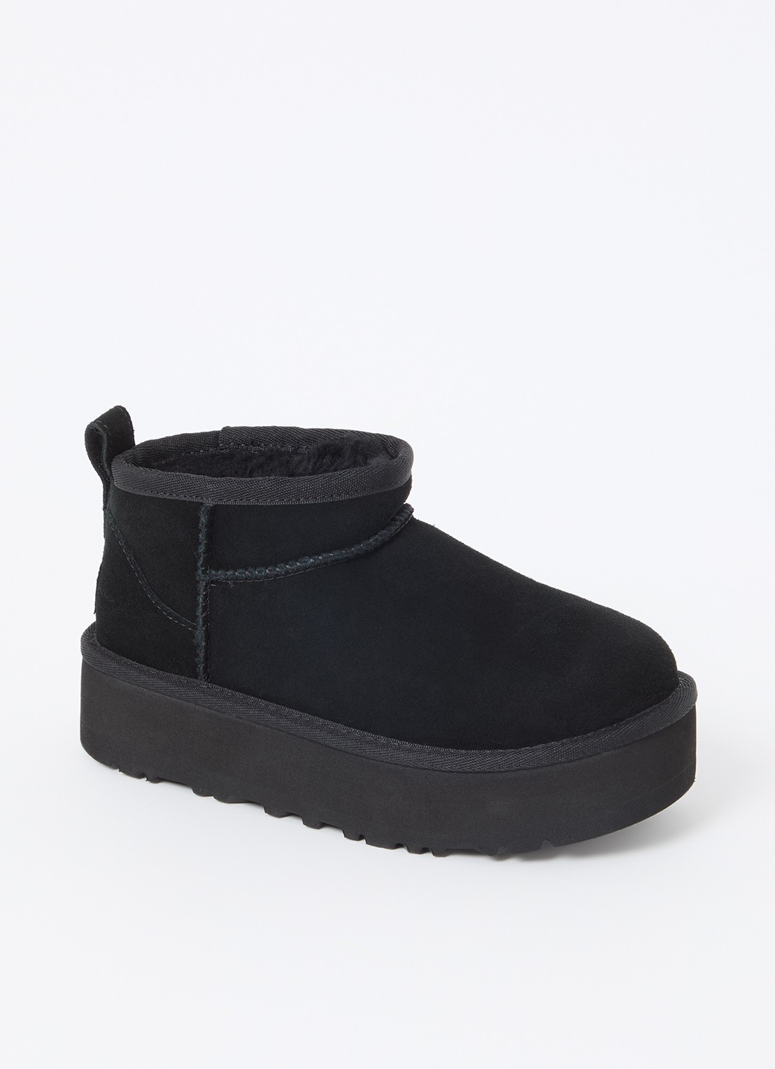UGG Classic Ultra Mini Platform enkellaarsje van suède  - voorkant 2 zwart