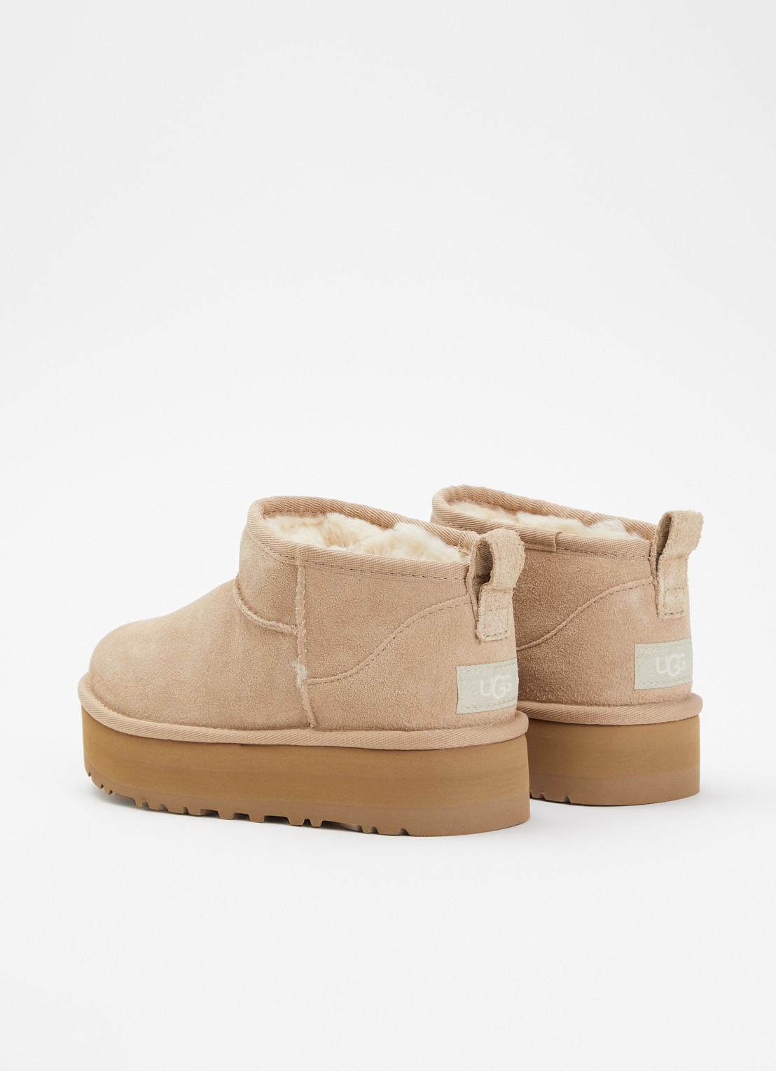 UGG Classic Ultra Mini Platform enkellaarsje van suède - achterkant 4 khaki