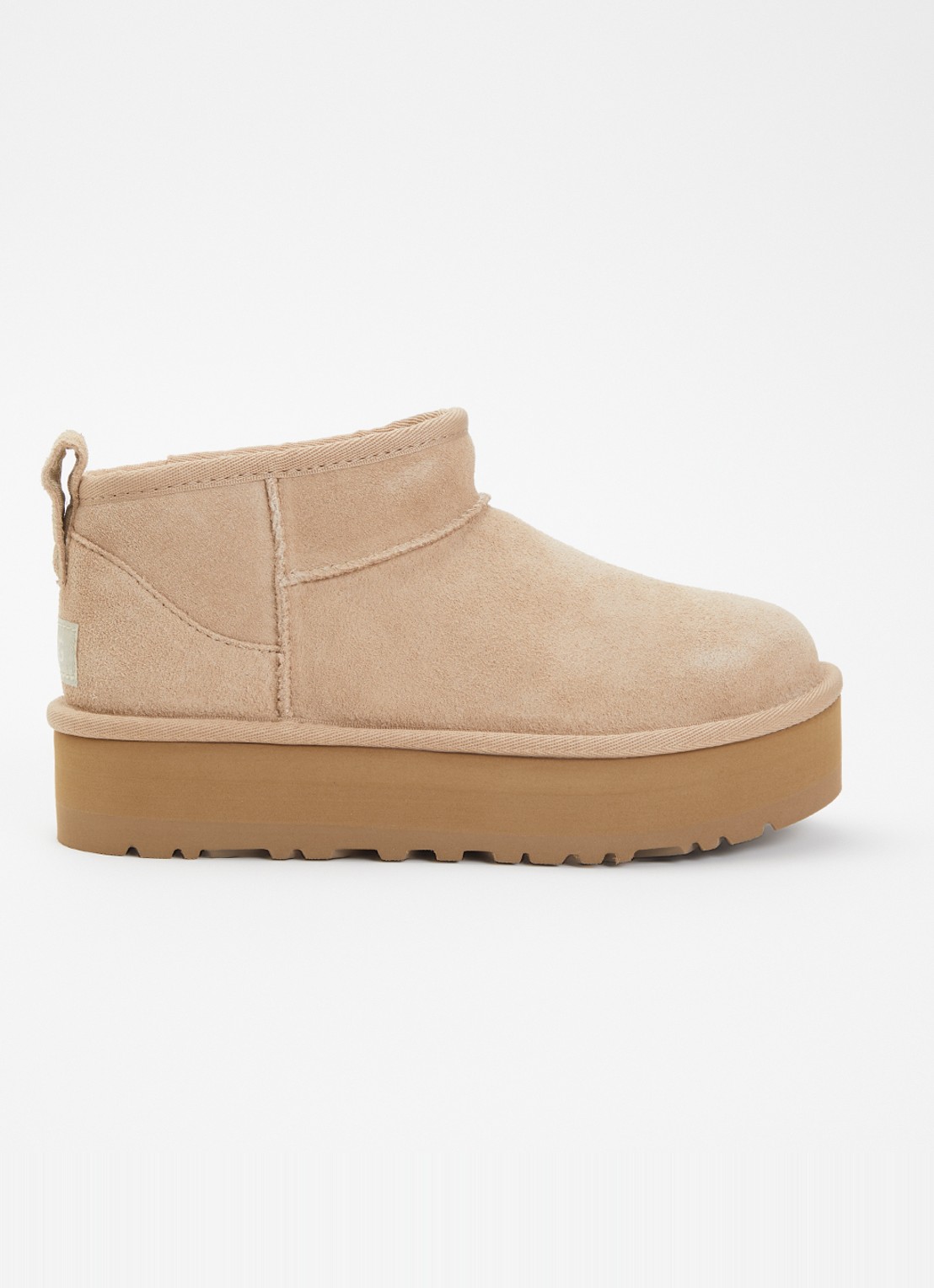 UGG Classic Ultra Mini Platform enkellaarsje van suède - voorkant 2 khaki