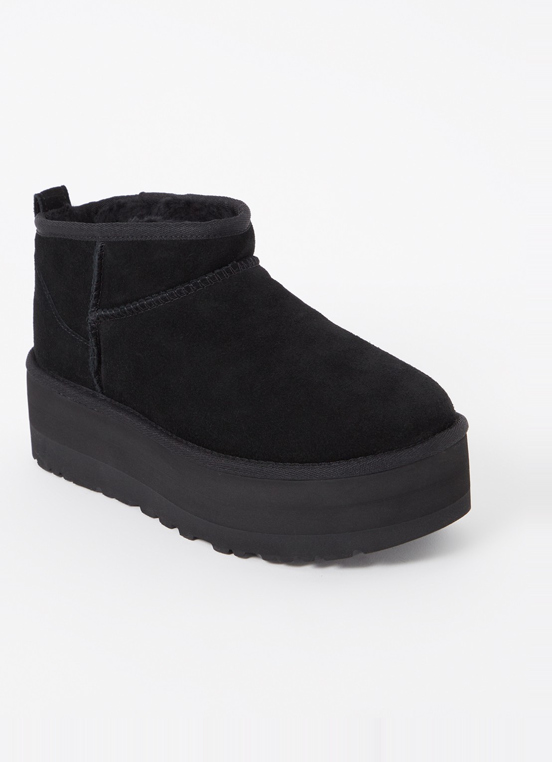 UGG Classic Ultra Mini Platform enkellaarsje van suède - voorkant zwart