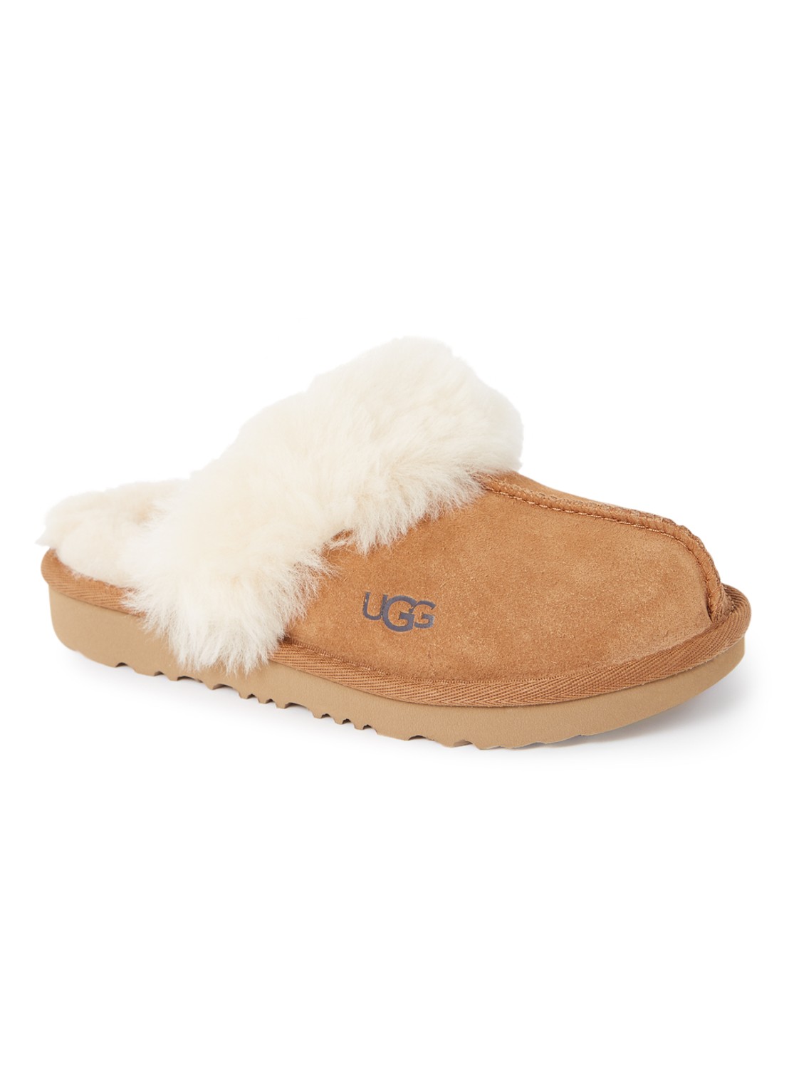 UGG Cozy II pantoffel van suède en wol - voorkant kastanjebruin