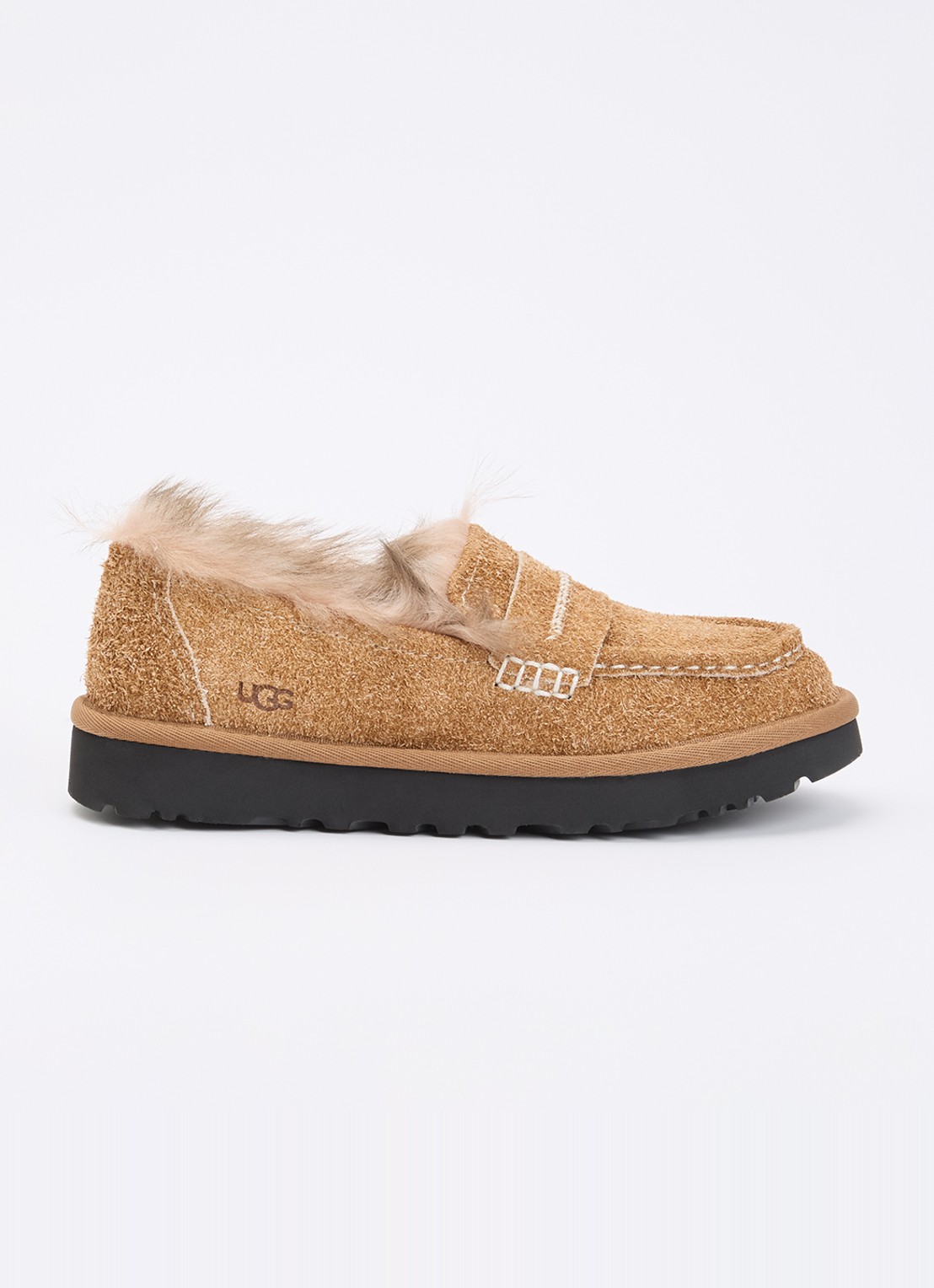 UGG Ellis loafer van suède met schapenvacht - voorkant 4 camel