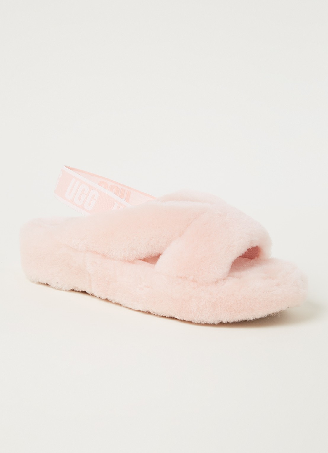 UGG Fab Yeah sandaal van schapenvacht - voorkant lichtroze