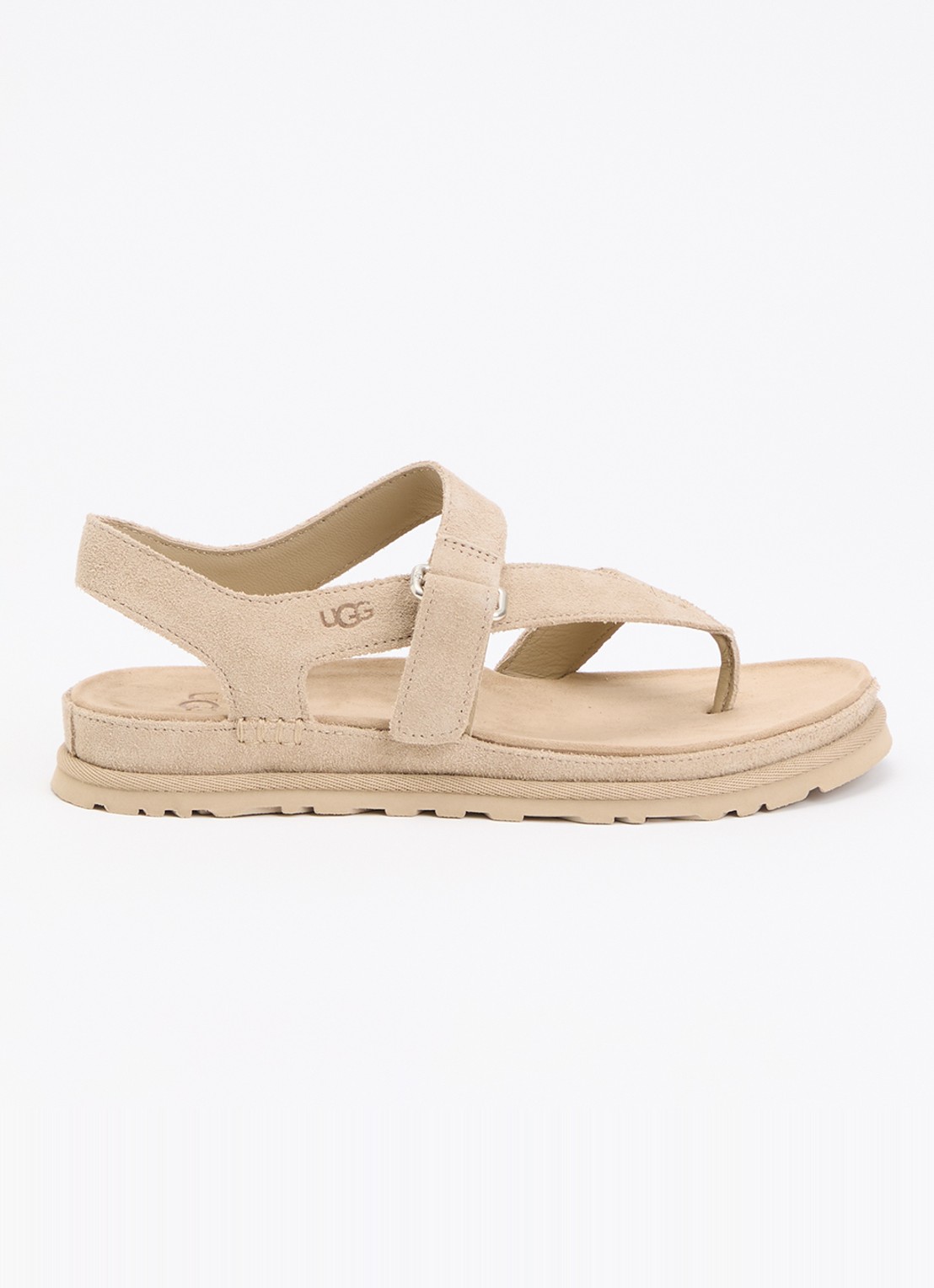 UGG GoldenGaze Toe Post sandaal van suède - voorkant zand