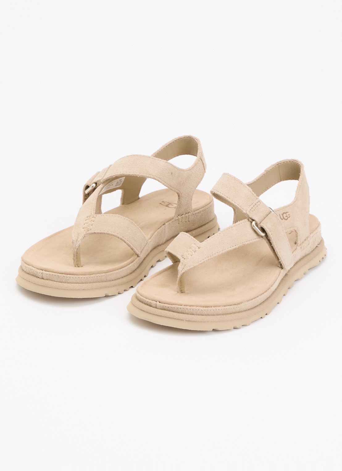UGG GoldenGaze Toe Post sandaal van suède - voorkant 2 zand