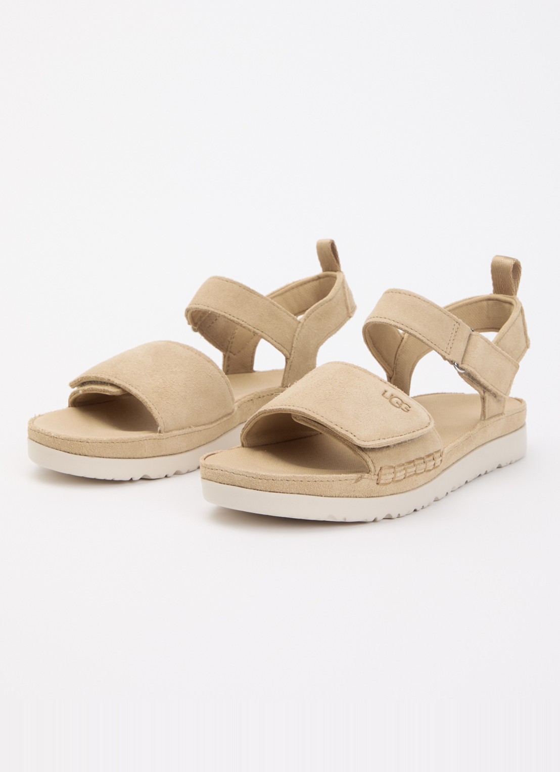 UGG Goldenstar sandaal van suède met logo - voorkant 2 zand