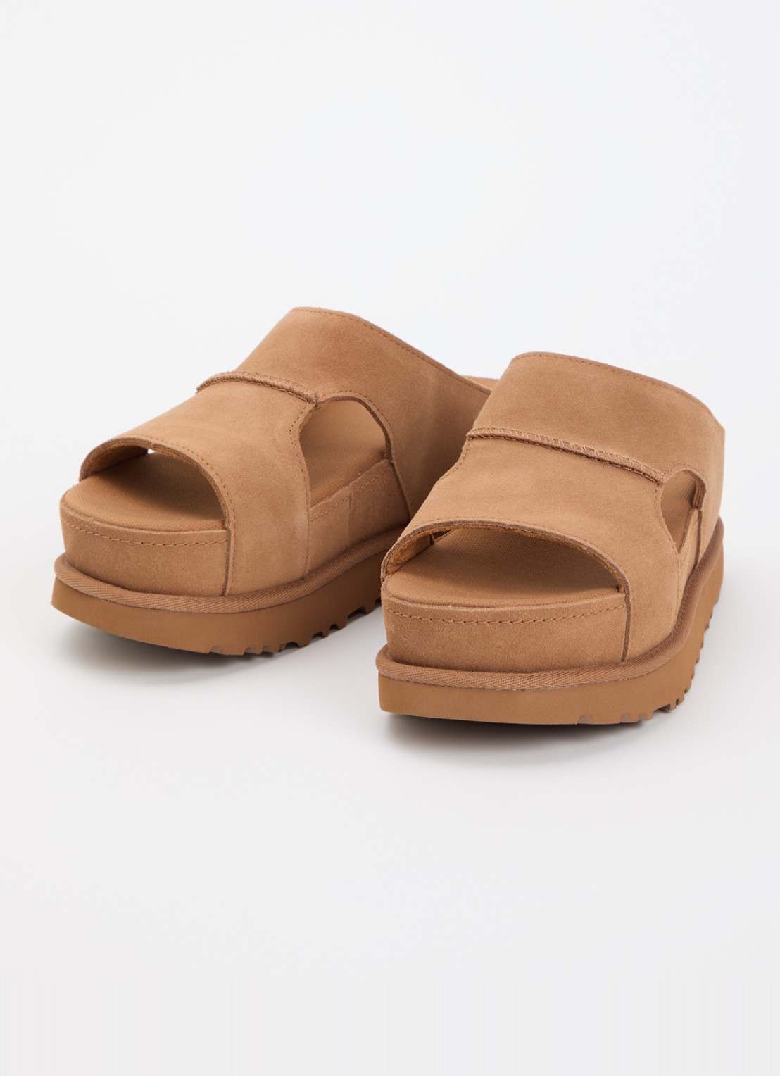 UGG Goldenstar sandaal van suède met plateauzool - detail camel