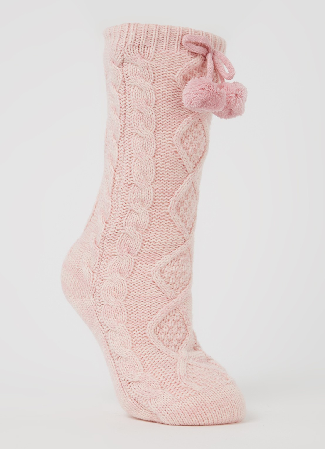 UGG Grofgebreide huissokken met fleece voering - voorkant 2 lichtroze
