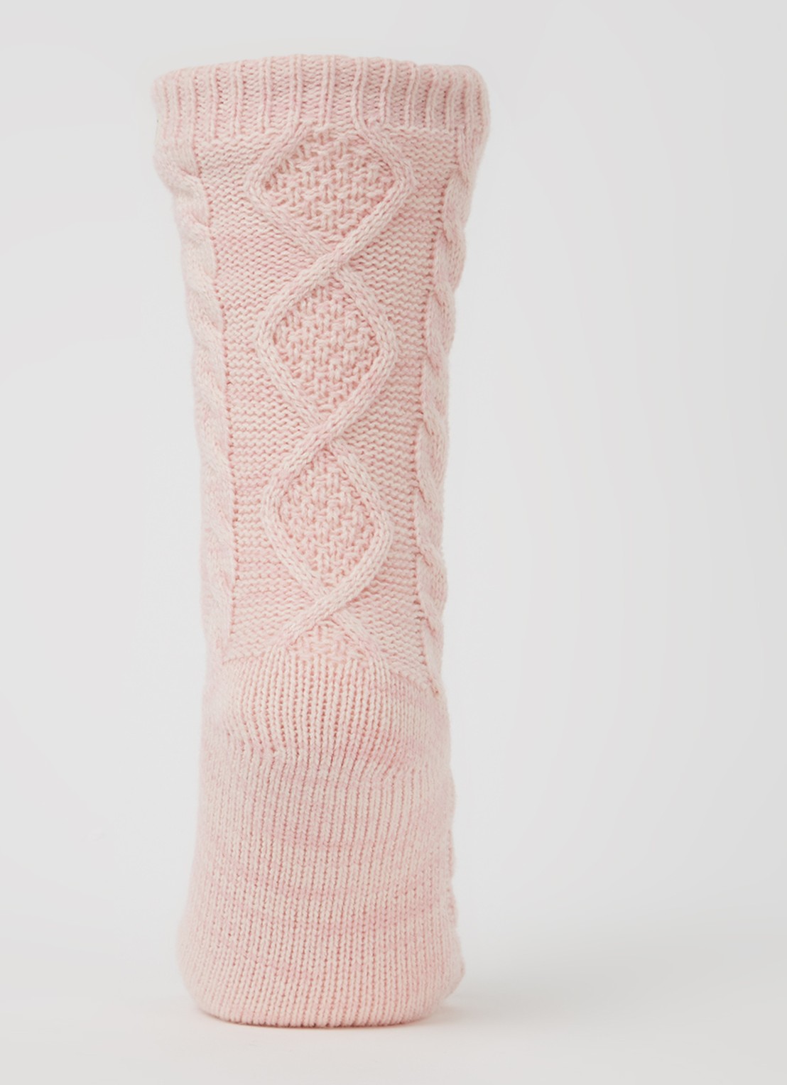 UGG Grofgebreide huissokken met fleece voering - voorkant 3 lichtroze