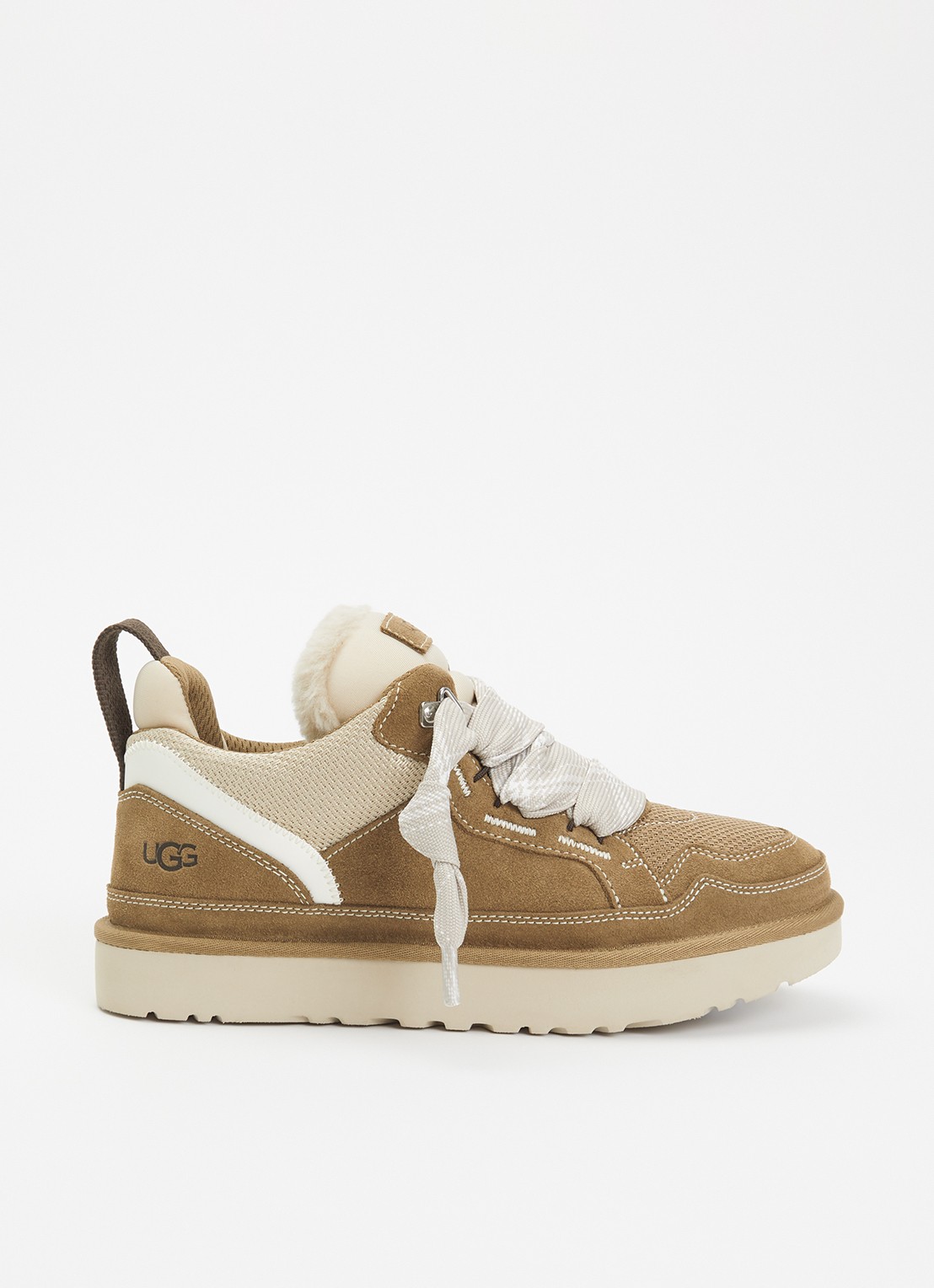 UGG Lowmel sneaker met suède details - voorkant 4 lichtbruin
