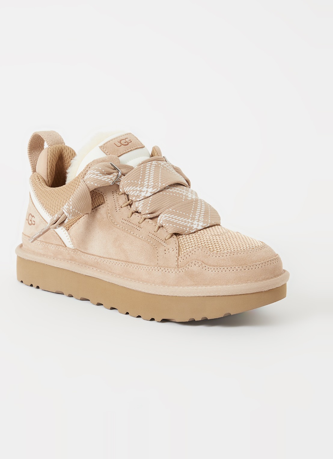 UGG Lowmel sneaker met suède details - voorkant 5 zand