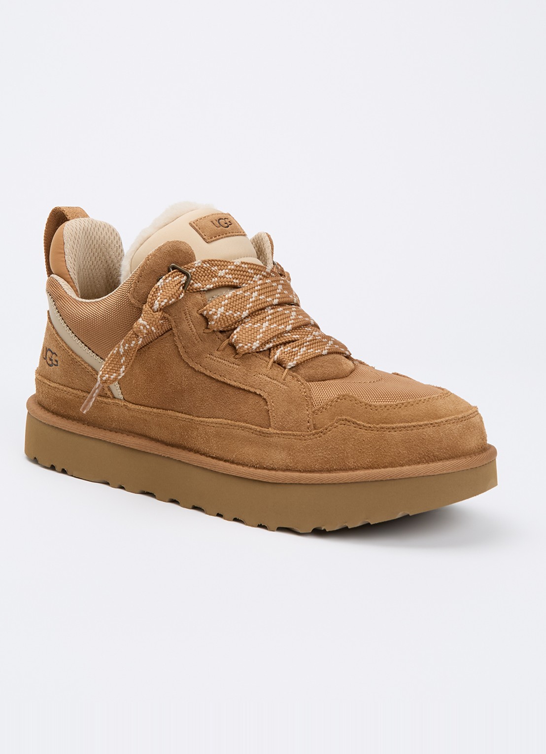 UGG Lowmel sneaker met suède details - voorkant 5 kastanjebruin