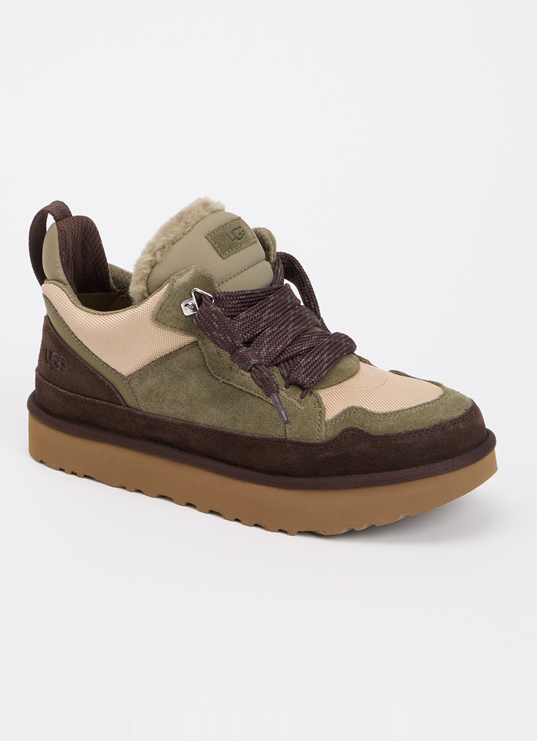 UGG Lowmel sneaker met suède details - voorkant olijfgroen