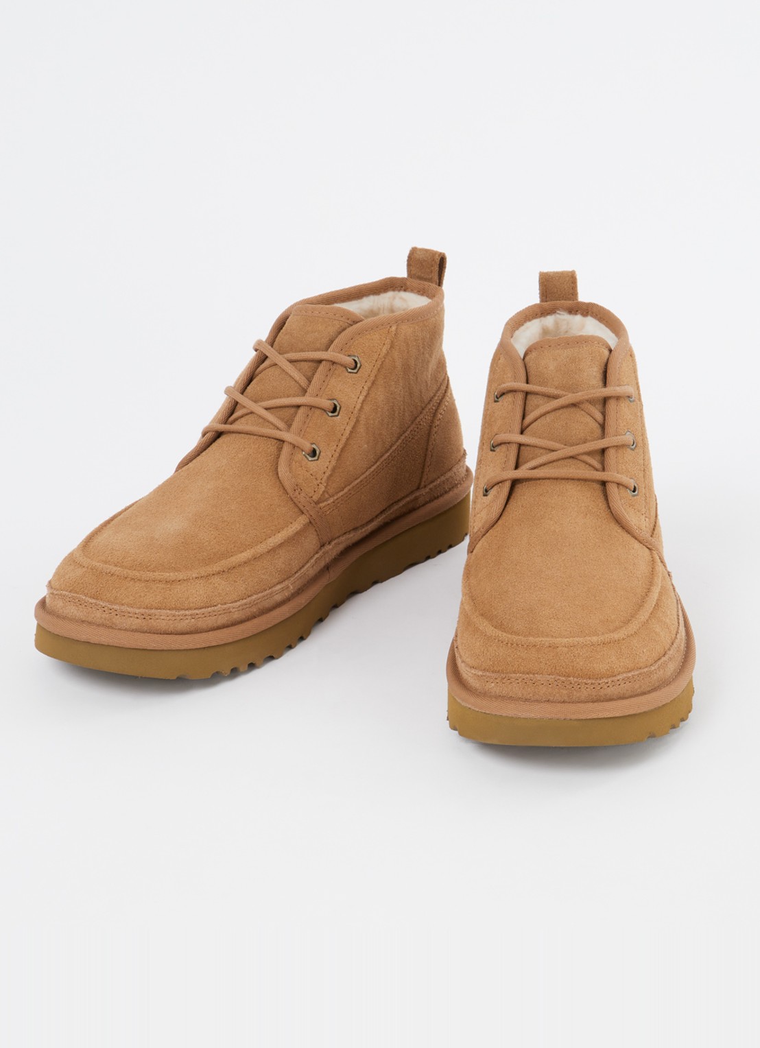 UGG Neumel veterschoen van suède met wol  - detail donkeroranje