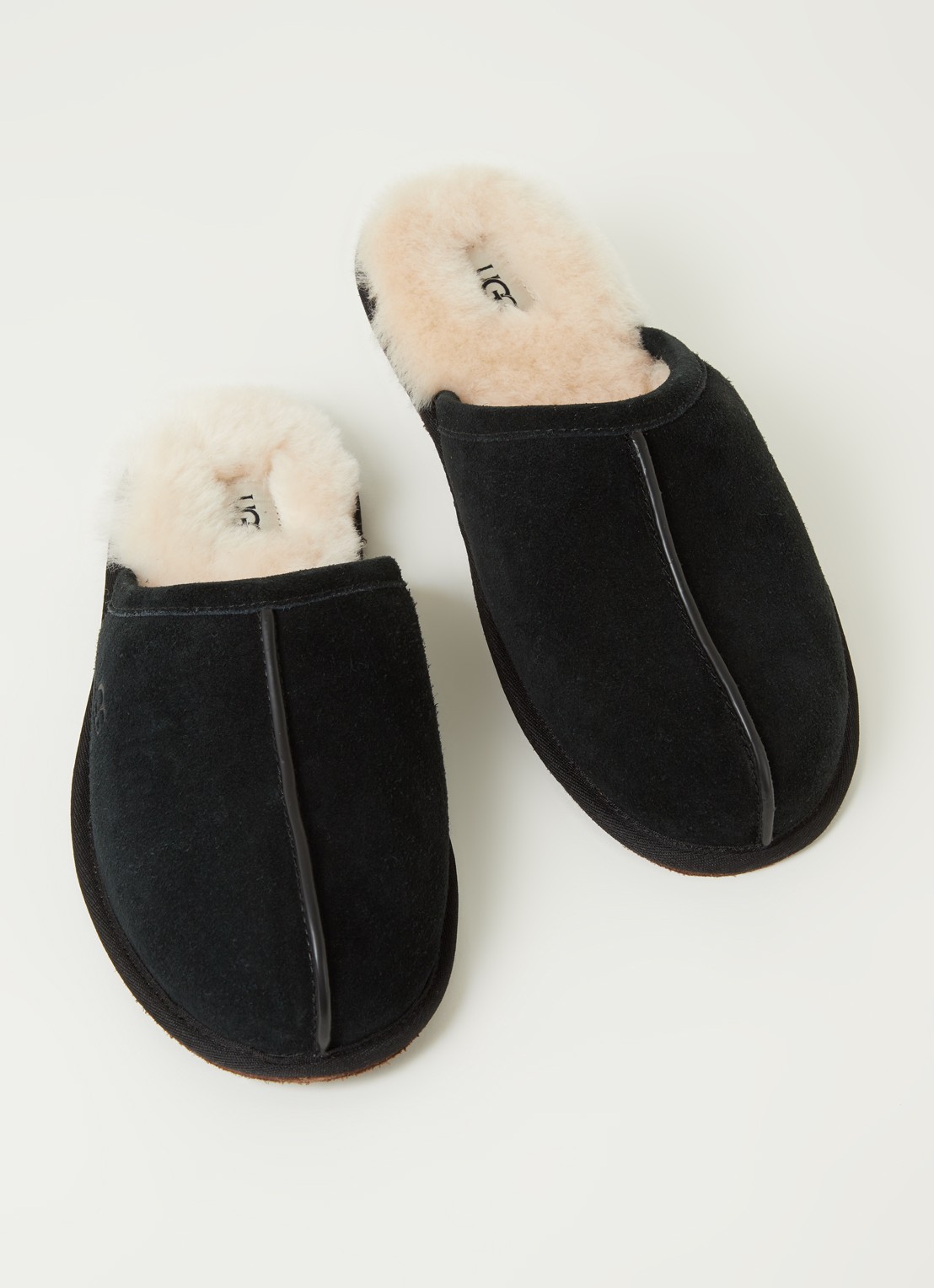 UGG Scuff pantoffel van suède met schapenvacht - detail 2 zwart