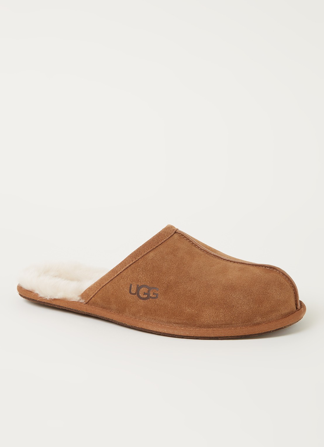 UGG Scuff pantoffel van suède met schapenvacht - voorkant hazelnootbruin