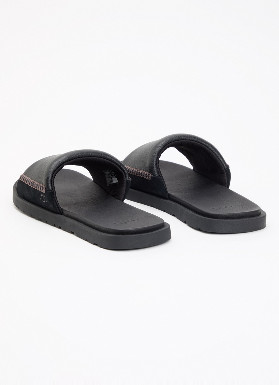 UGG Seaside II Flip slipper van leer met suède detail - achterkant 5 zwart