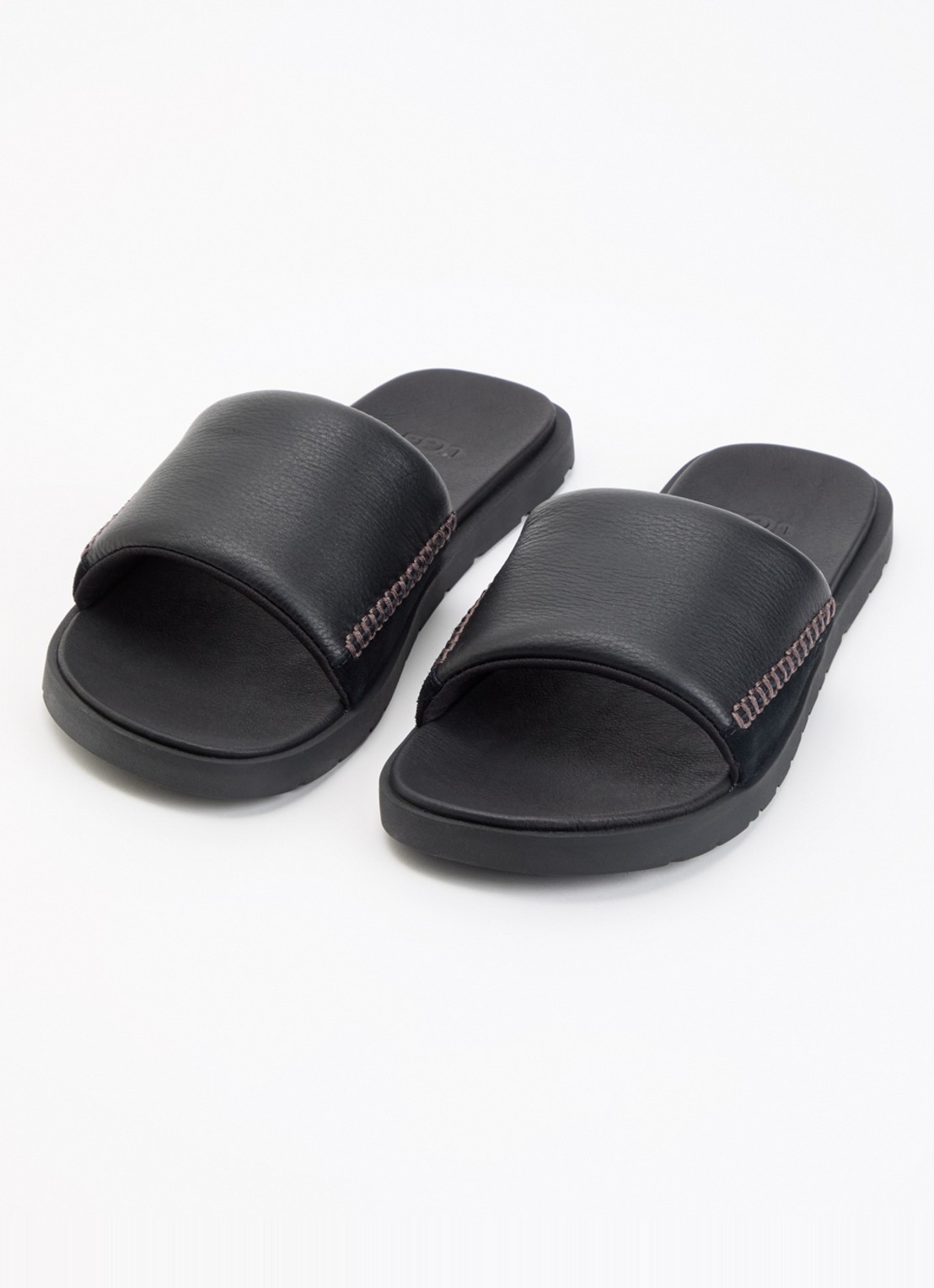 UGG Seaside II Flip slipper van leer met suède detail - detail 2 zwart