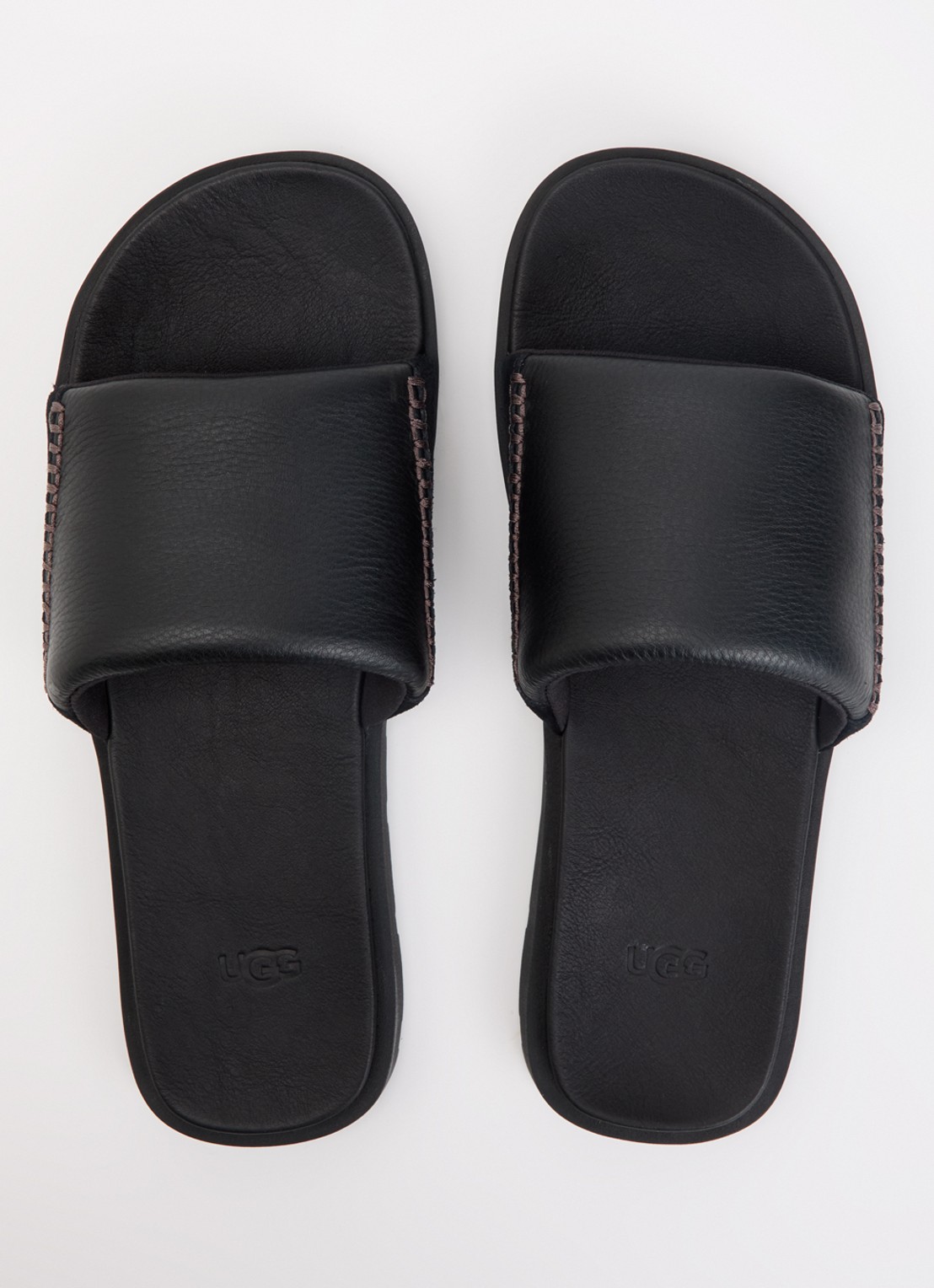 UGG Seaside II Flip slipper van leer met suède detail - detail 3 zwart