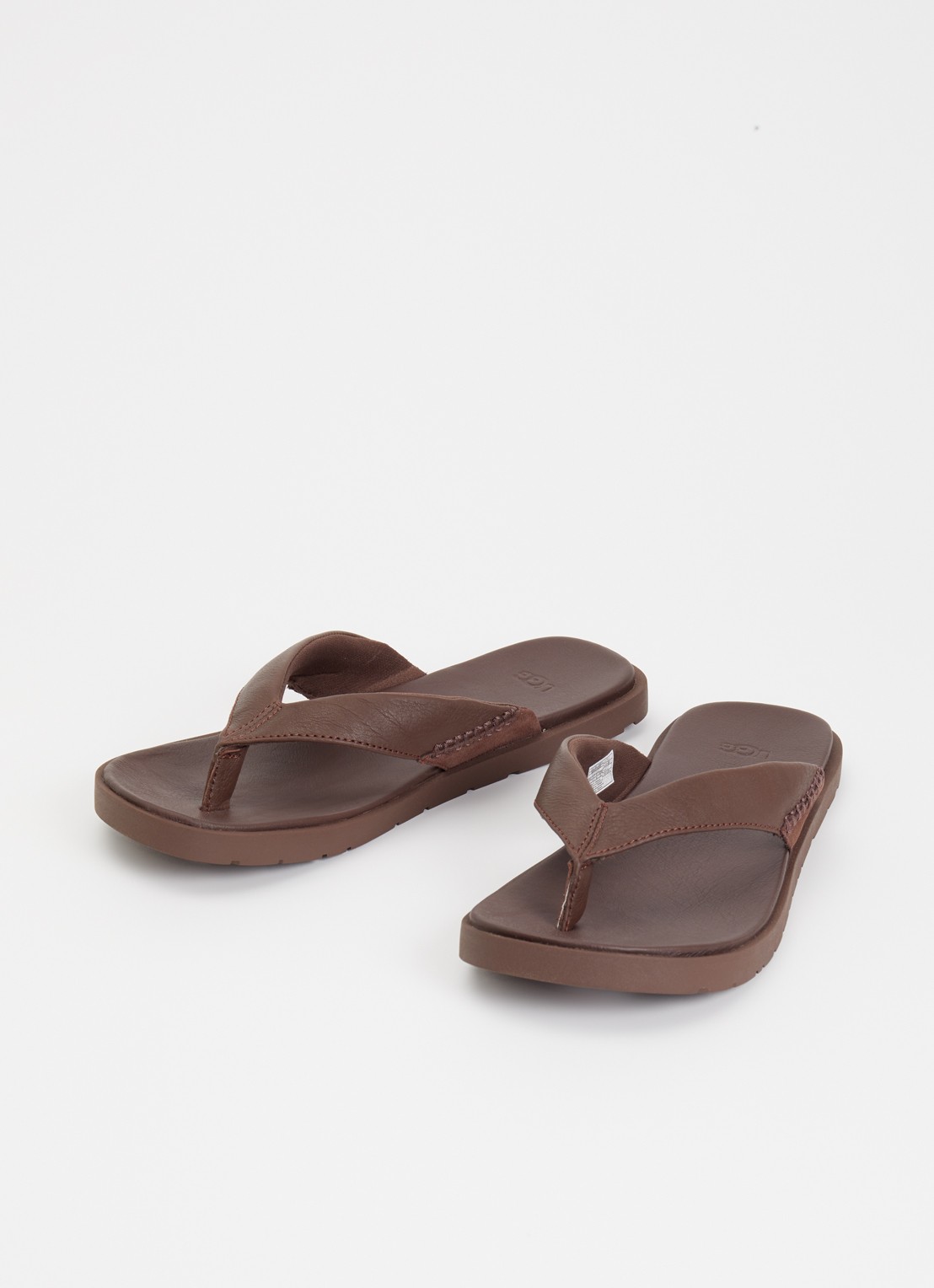 UGG Seaside II Flip slipper van leer - detail donkerbruin