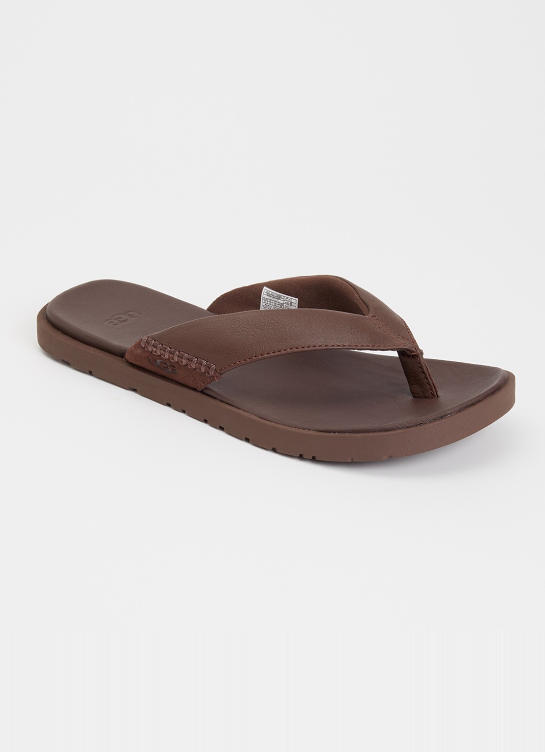 UGG Seaside II Flip slipper van leer - voorkant 4 donkerbruin