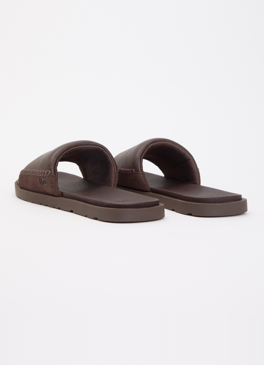 UGG Seaside II slipper van leer met suède details - achterkant bruin