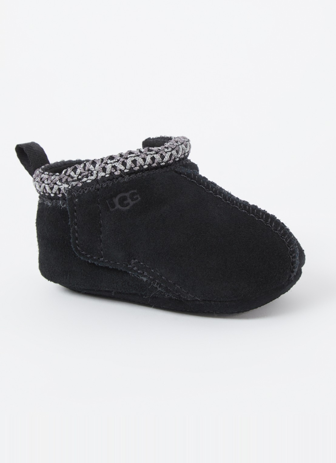 UGG Tasman babyschoentje van suède met logo - voorkant 3 zwart
