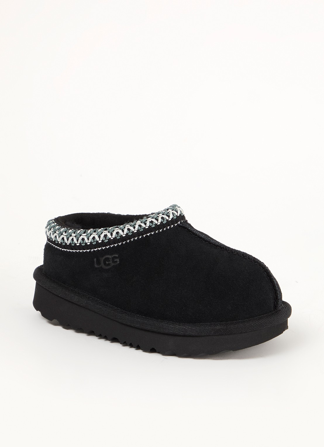 UGG Tasman instapper van suède met schapenwol - voorkant 5 zwart